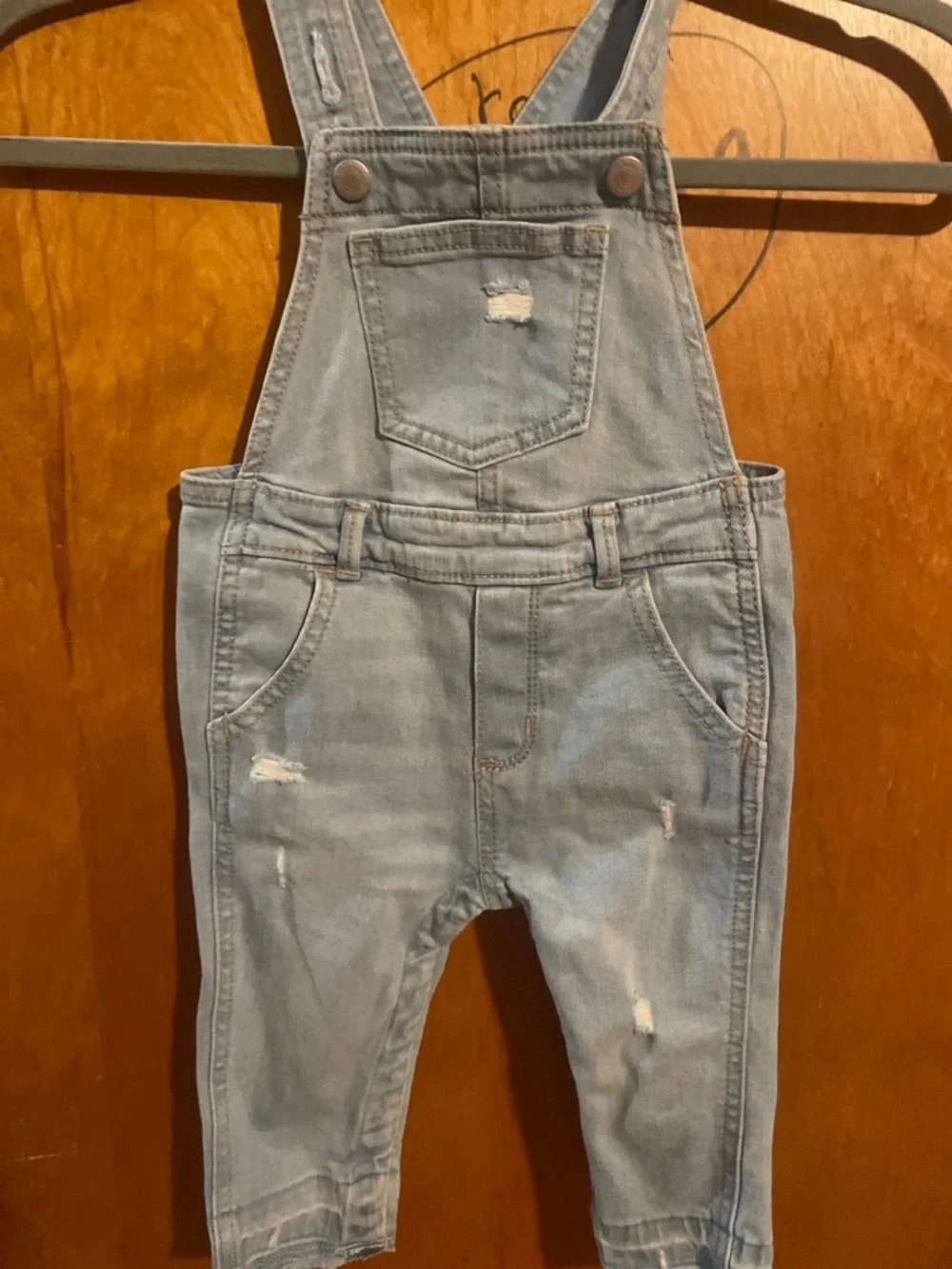Old Navy Light Blue Distressed Denim Overalls for Toddlers